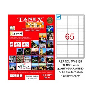 TANEX 2165 LASER ETİKET 38x21mm 65x100 6500 ADET