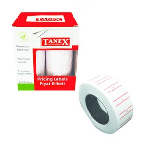 TANEX FİYAT ETİKETİ 12x21mm ÇİZGİLİ BEYAZ 6LI