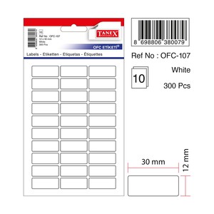 TANEX OFC-107 BEYAZ ETİKET POŞET