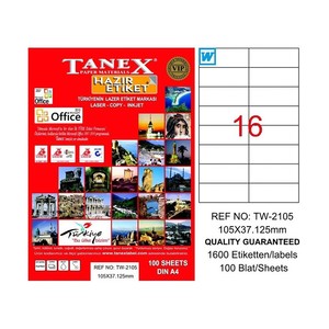 TANEX 2105 LASER ETİKET 105x37mm 16x100 1600 ADET