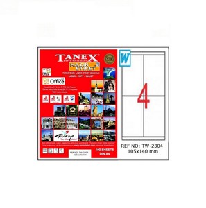 TANEX 2304 LASER ETİKET 105x140mm 4x100 400 ADET