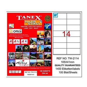 TANEX 2114 LASER ETİKET 105x41mm 14x100 1400 ADET