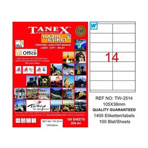 TANEX 2514 LASER ETİKET 105x38mm 14x100 1400 ADET